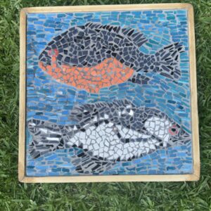 Handmade Mosaic Artwork Ocean scene with fish