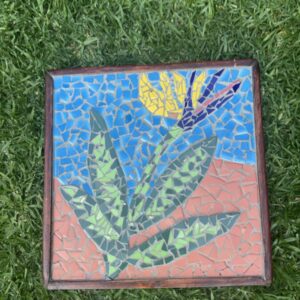 Handmade Mosaic Artwork Featuring Bird of Paradise Flower