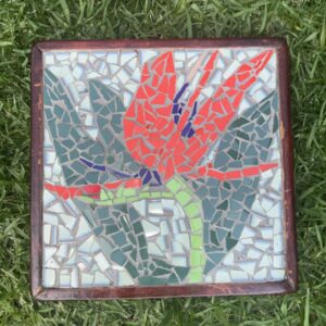 Handmade Mosaic Artwork Featuring Vibrant Bird of Paradise Flower